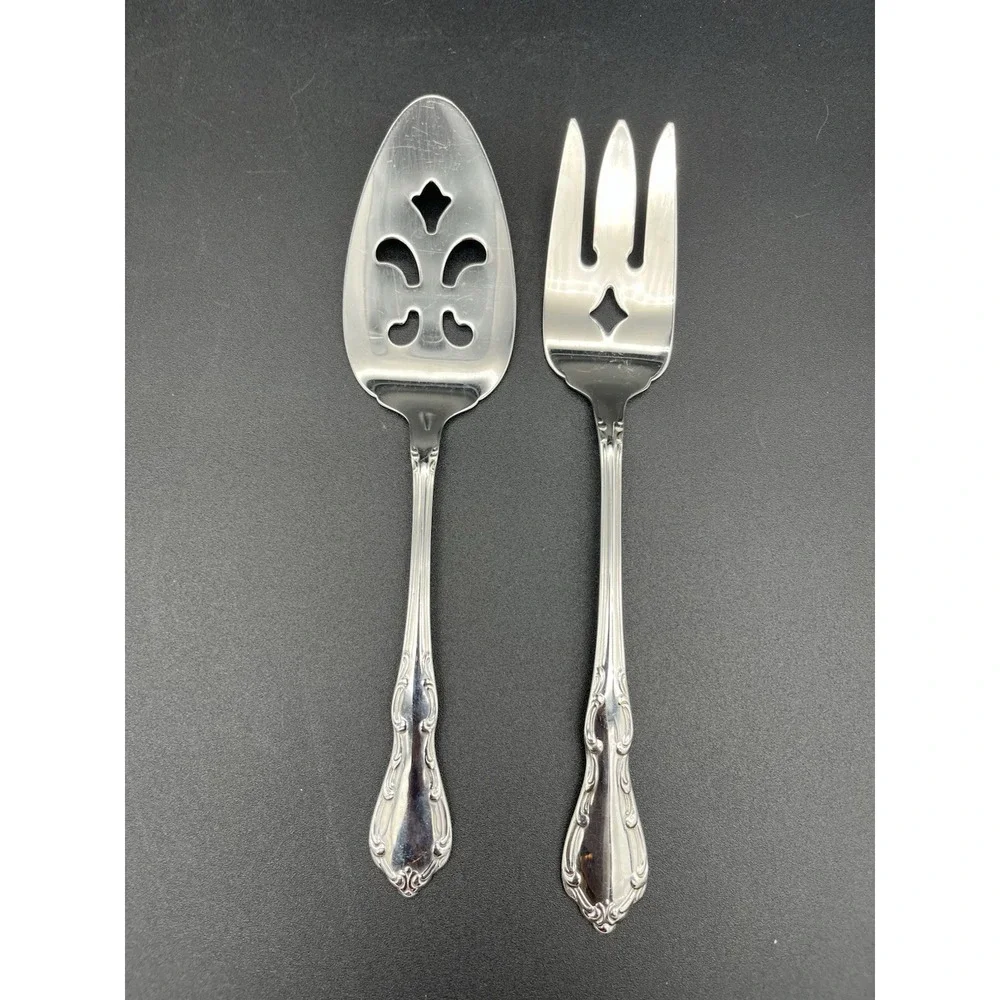 Whittier Stainless Pierced Pie Server And Cold Meat Fork By Oneida